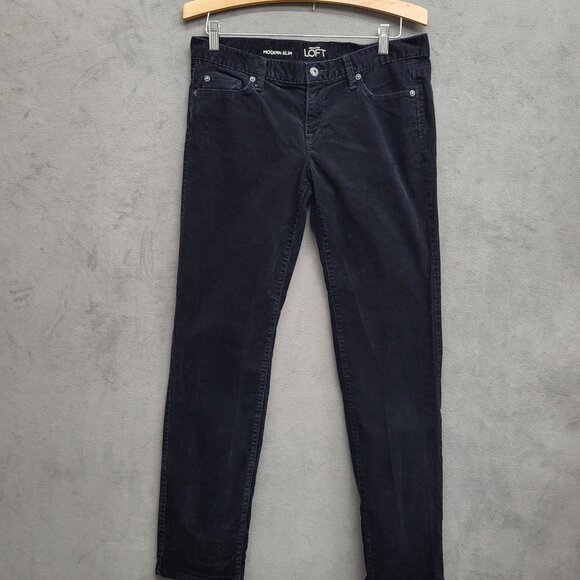 Ann Taylor LOFT Modern Slim Straight Leg Black Corduroy Pants Women’s Size 10 - Picture 1 of 7